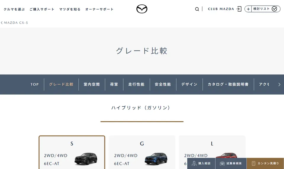 マツダ公式サイトに掲載されたMAZDA CX-5のファーストビュー