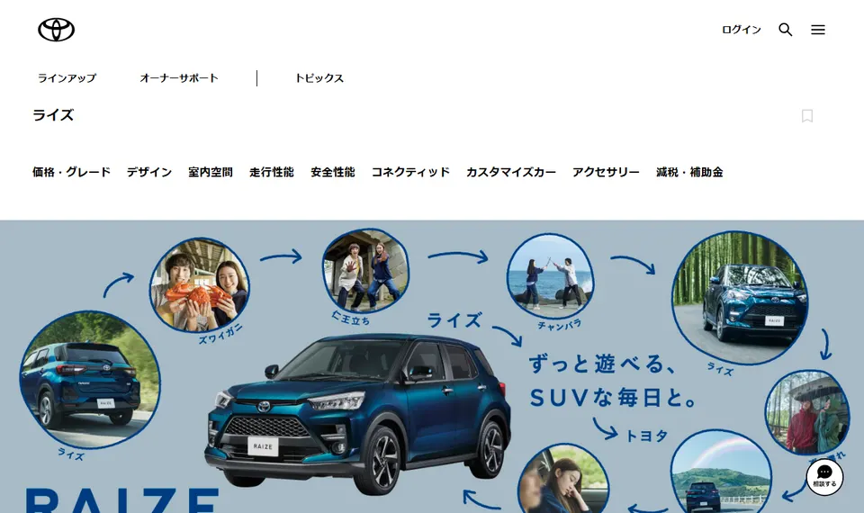 トヨタ公式サイトに掲載されたライズのファーストビュー
