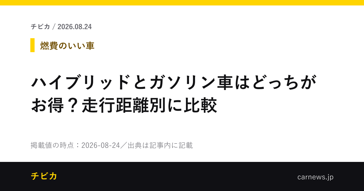 ハイブリッドとガソリン車はどっちがお得？走行距離別に比較 - チビカのニュースカード