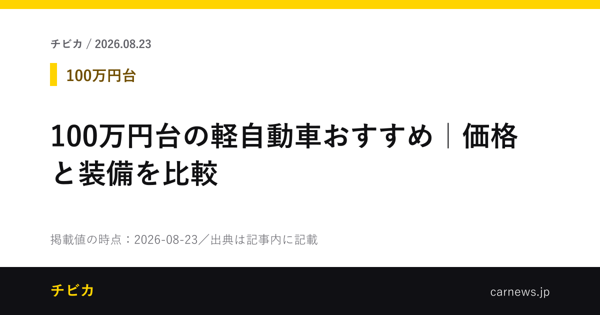 100万円台の軽自動車おすすめ｜価格と装備を比較 - チビカのニュースカード