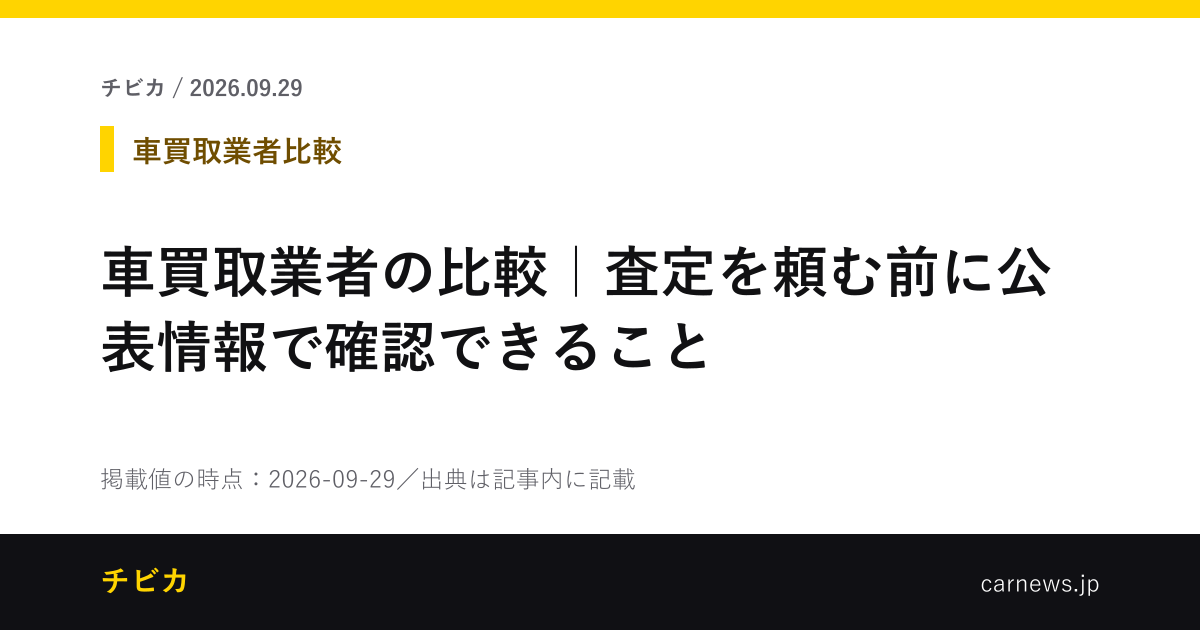 車買取業者の比較｜査定を頼む前に公表情報で確認できること - チビカのニュースカード